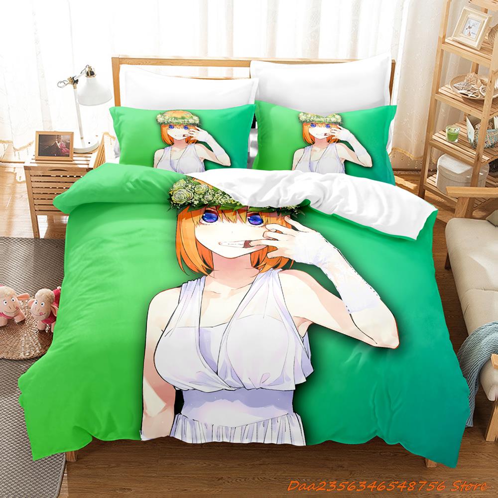New The Quintessential Quintuplets Bedding Set Cartoon Anime three-piece set Adult Kid Bedroom Duvetcover Sets cama de casa