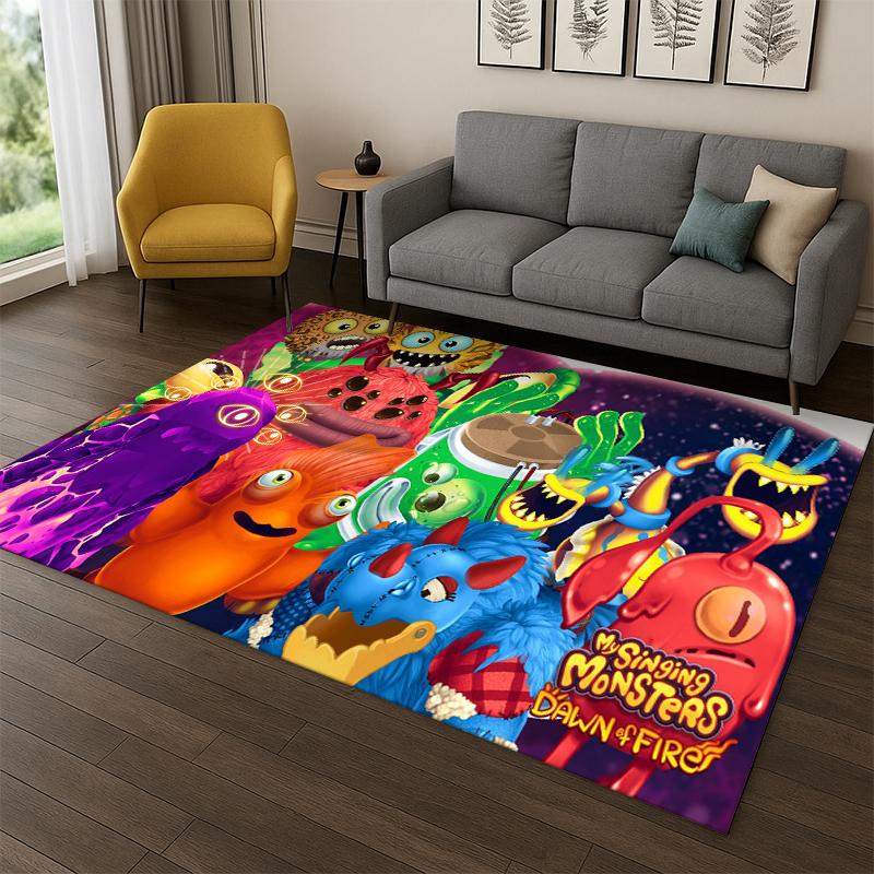 Tappeto Cartoon My Singing Monsters per Camera da Letto, Soggiorno, Divano, Sala Giochi, Zerbino, Decorazione Casa, Tappeto per Area Bambini Antiscivolo