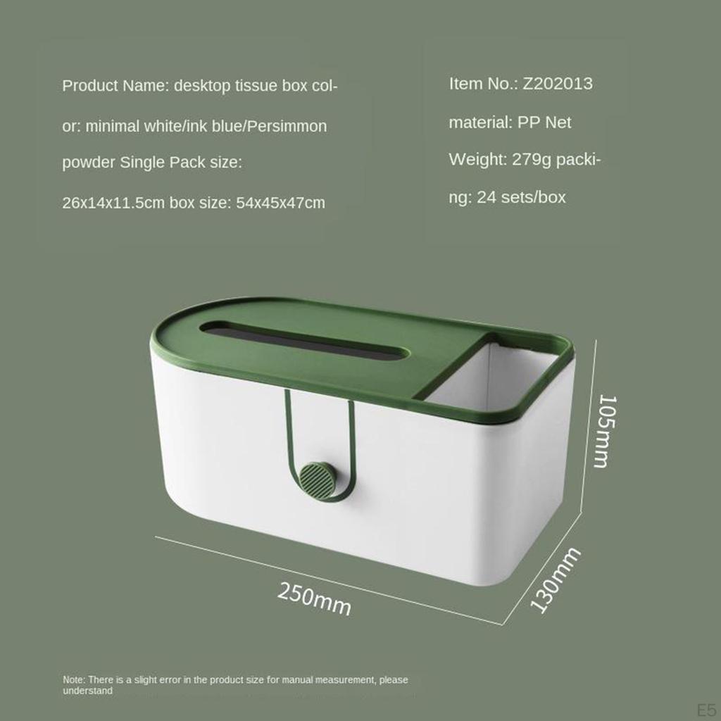 Multi-functional Tissue Box with Compartment Desktop Storage Organizer Case