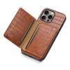 For iPhone 16 Pro Max Case Card Holder Kickstand Crocodile Texture Leather Back Phone Cover