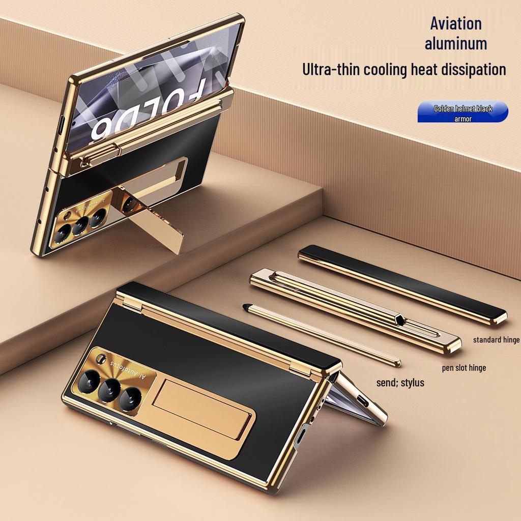 Samsung Z Fold7/6 Aluminum Alloy Phone Case with Dual Hinge Pen Slot