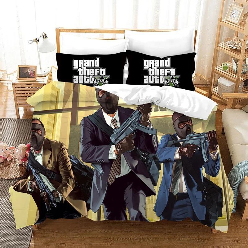 Exquisite Game GTA V printed Bedding Set Duvet Cover Set 2/3pcs For Boys girls Adult Bedroom Decoration Single Twin Full size