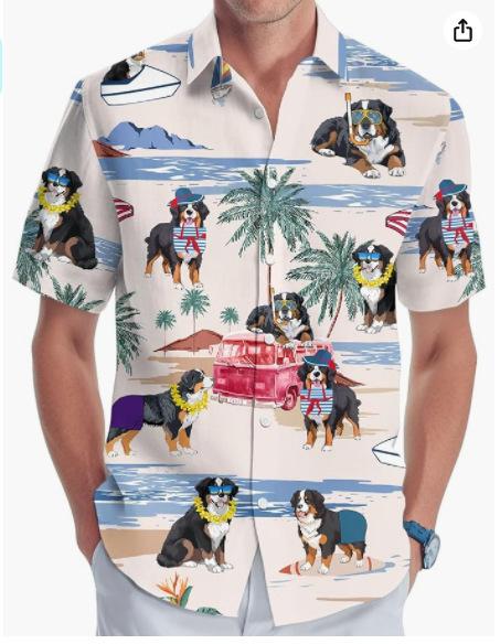 Summer Hawaiian Shirt Men's Fashion Digital Printing Short Sleeve One Hong Kong Trendy
