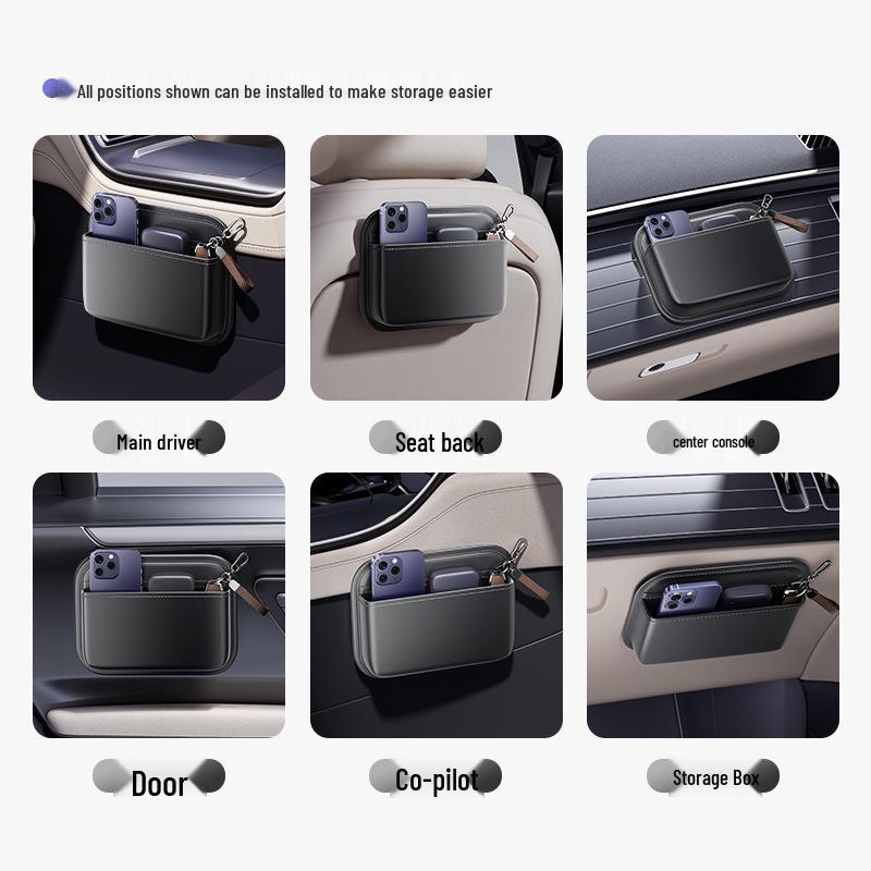 Adhesive Car Seat Console Storage Bag - Multi-functional Organizer for Main & Passenger Seats