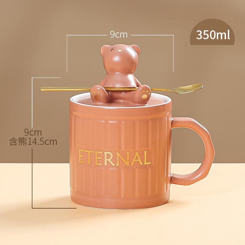 High-Value Wind Ceramic Cup With Lid Household Couple Coffee Cup Creative Souvenir Water Cup