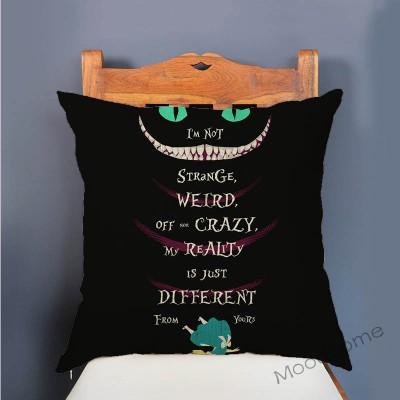 18" Alice In Wonderland Mad Hatter Cheshire Cat Children Fairy Tale Home Decoration Throw Pillow Case Cotton Linen Cushion Cover