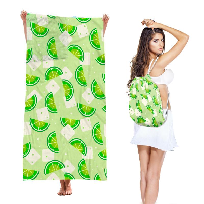 Two-in-one Beach Towel One-piece Bag, Foldable Beach Towel Storage Backpack, Ultra-fine Fiber Printed Beach Towel