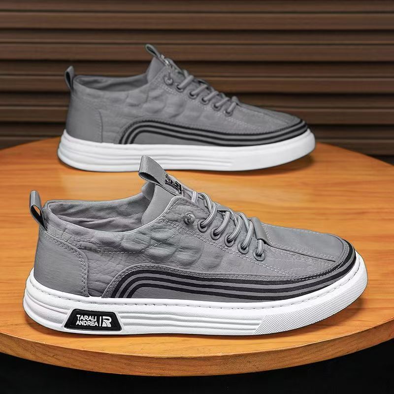 

Мужская обувь 2025 года, весна, новые дышащие парусиновые туфли, модные универсальные туфли на плоской подошве, ленивые туфли с одной педалью из ткани Old Beijing 39