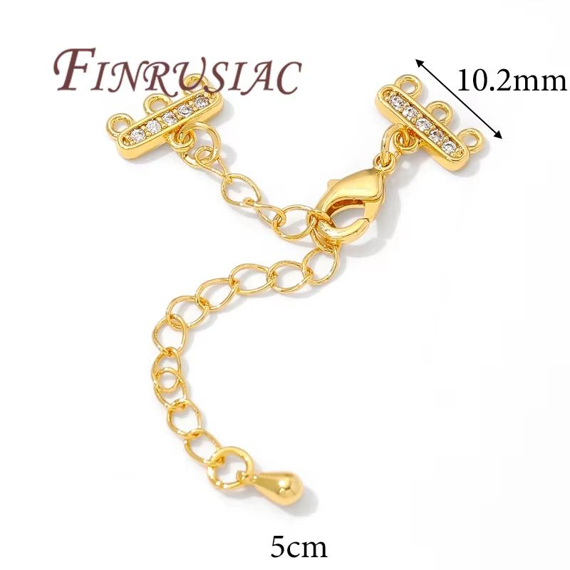 2 Sizes 18K Gold Plated Lobster Clasp with Extension Chain Connector For Jewelry Making,DIY Multi-row Pearl Necklace Accessories