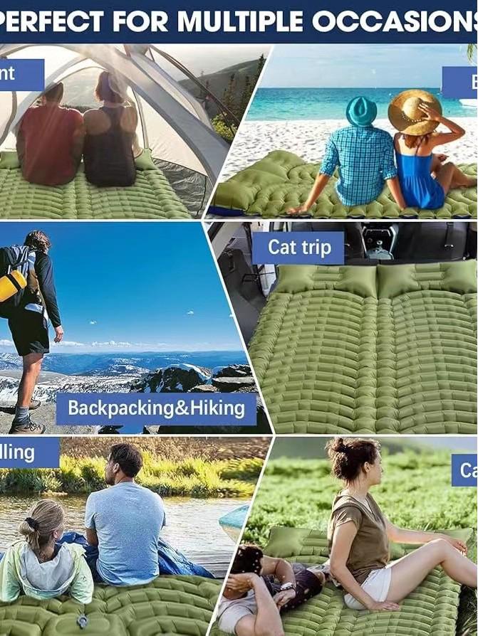 Double Inflatable Camping Sleeping Pad and Mattress