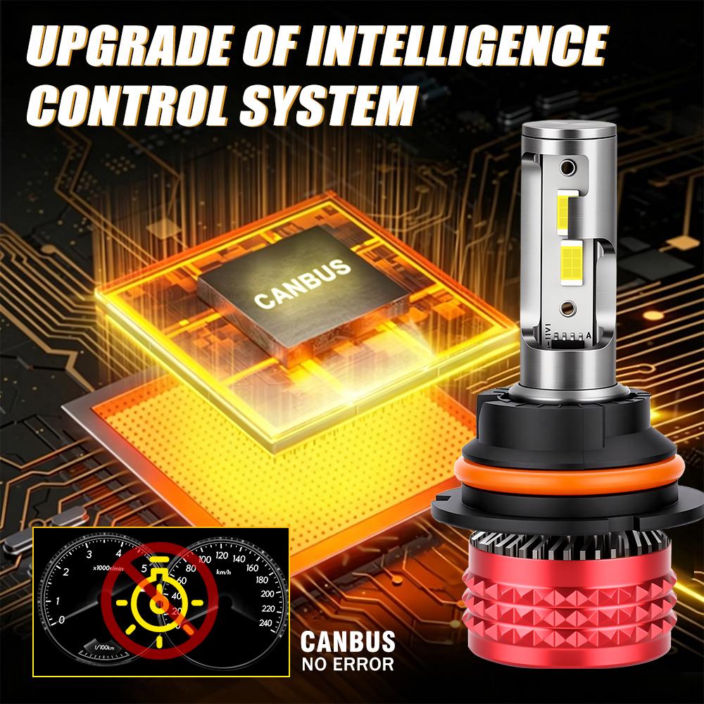 9007 LED Headlights Super Bright CANBUS Bulb 1:1 Mini Size Spotlights Lights for Car With Turbo Fan Automobile Light Bulbs 6000K