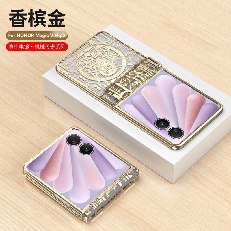 Premium PC Case Honor Magic V Flip 2 Phone Electroplated Mechanical Hinge Design Drop Protection Anti-Fingerprint