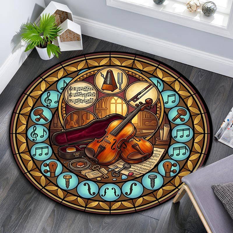 Music Nature Harmony Round Area Rug Under Office Chairs Bedroom Living Room Home Decor