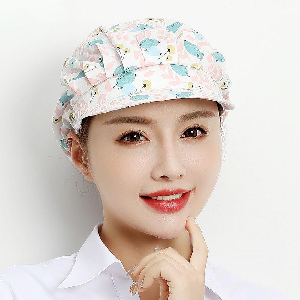 Cotton Chef Cap Flowers Potištěná hygienická čepice Prodyšná pracovní čelenka Kitchen