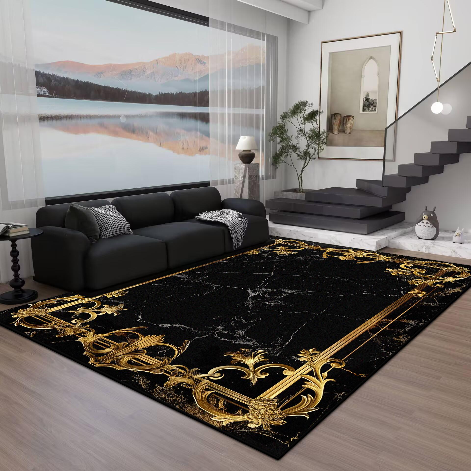 

Чорний Золотий Мармур КИЛИМ ДЛЯ ВІТАЛЬНІ Праний Кімнатні Прикраси Диванний Столик Великі Килими Нековзкий Великий Килим Кавові Столики Килимок 60x90cm