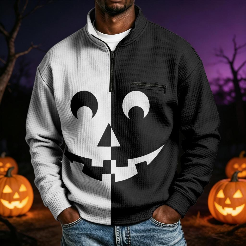 Men's Halloween Print Neck Long Sleeve Sweatshirt