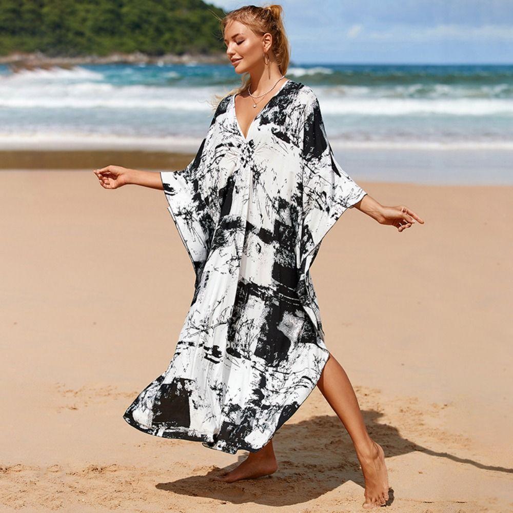Oversized Bikini Cover-ups Boho Loose Maxi Dress Casual Long Dress Beachwear For Women
