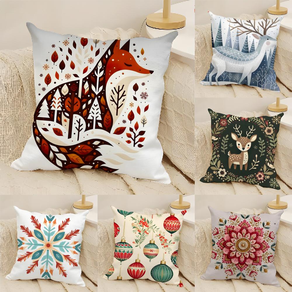 3 Classic Snowflake Animal Print Pillow Case Home Living Room Decoration Linen Pillowcover Pillow Cases Cushion Cover