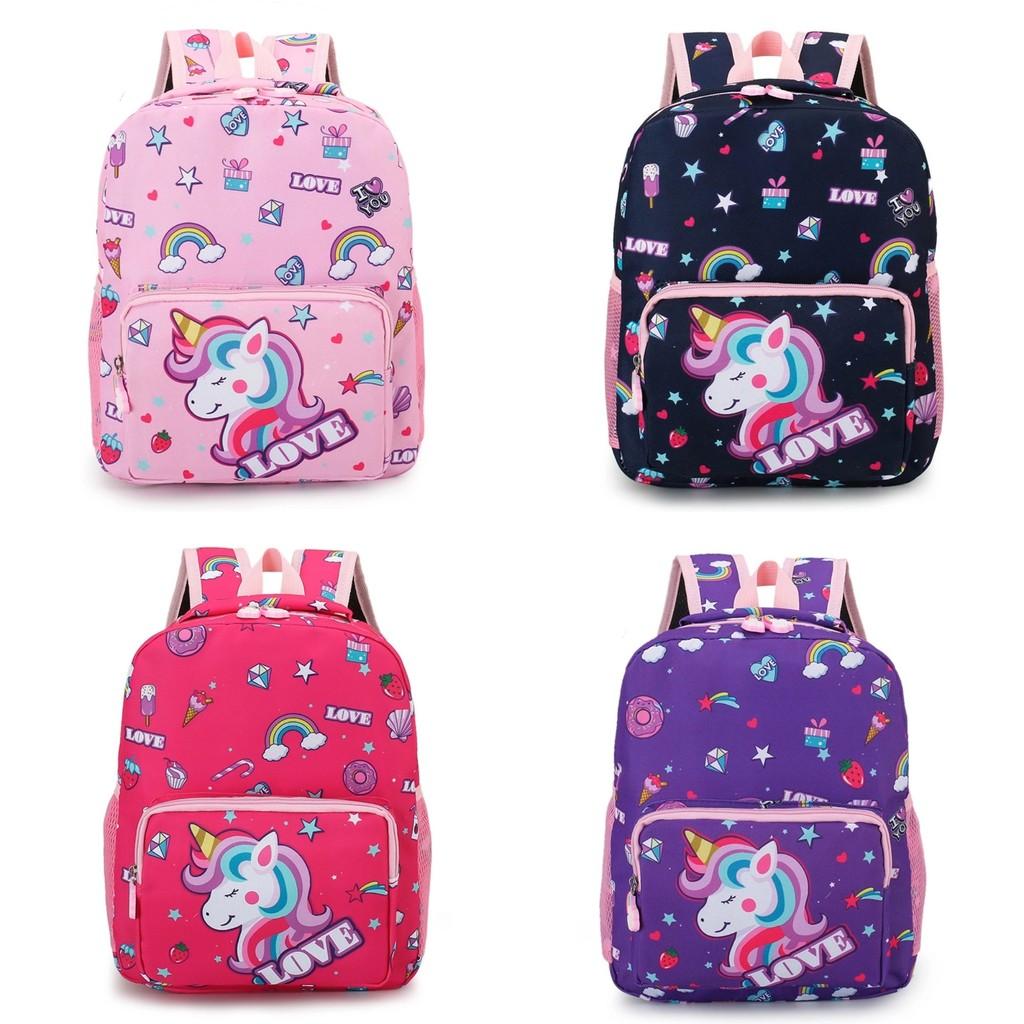 Rainbow Star Unicorn And Strawberry Backpack Childrens Cartoon Bag Zipper