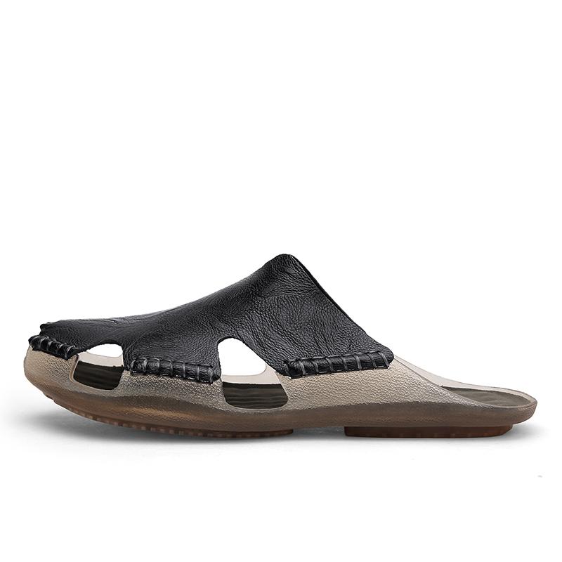 Men's Leather Slippers Non-Slip Beach Sandals Comfortable Summer Shoes Men Slippers Classics Men Flip Flops