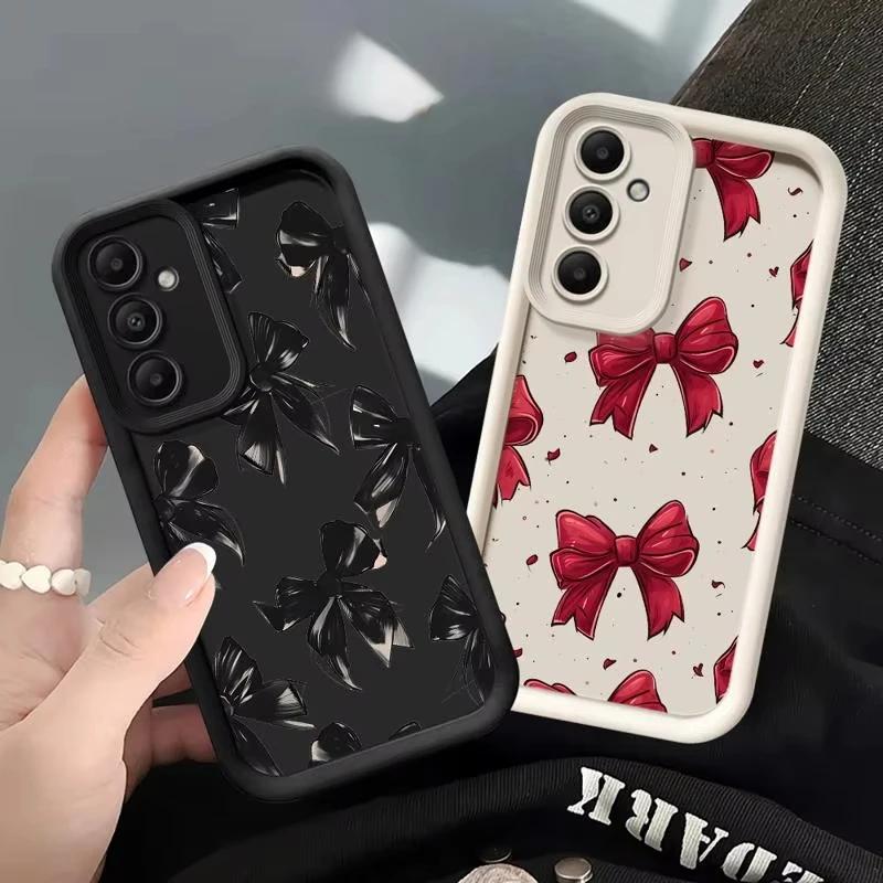Luxusní červená mašle pro pouzdro Samsung Galaxy S24 S23 S22 S21 Ultra Plus Fe A55 A54 A53 A52 A35 A25 A15 A14 5G Telefon Y2k Kryt