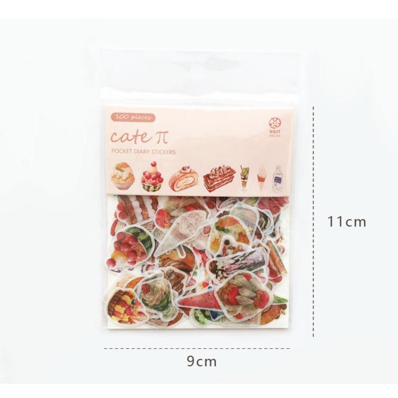 100pcs/pack Cute Kawaii Cat Green Plant Stickers Journal Decorative Stickers Scrapbooking Diary Stationery Album Girls Stickers