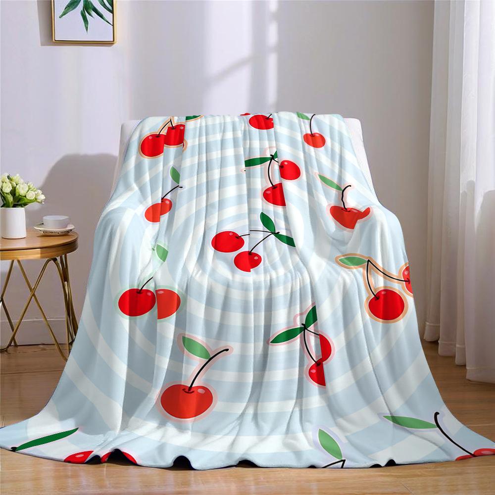 Cherry Swirl Glow Flannel Blanket Warm Soft Halloween Christmas Couch Warm Cozy Decorative Decor Gift for All Season