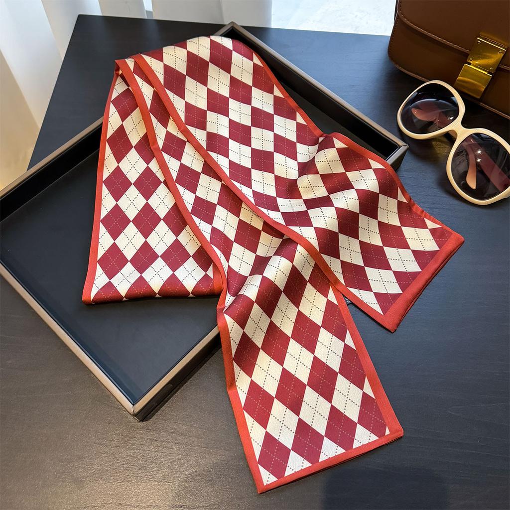 Floral Print 12*145cm Long Ribbon Silk Scarf Women Neck Scarves Headband Female Skinny Neckerchief Hair Band Neck Tie Bag Ribbon