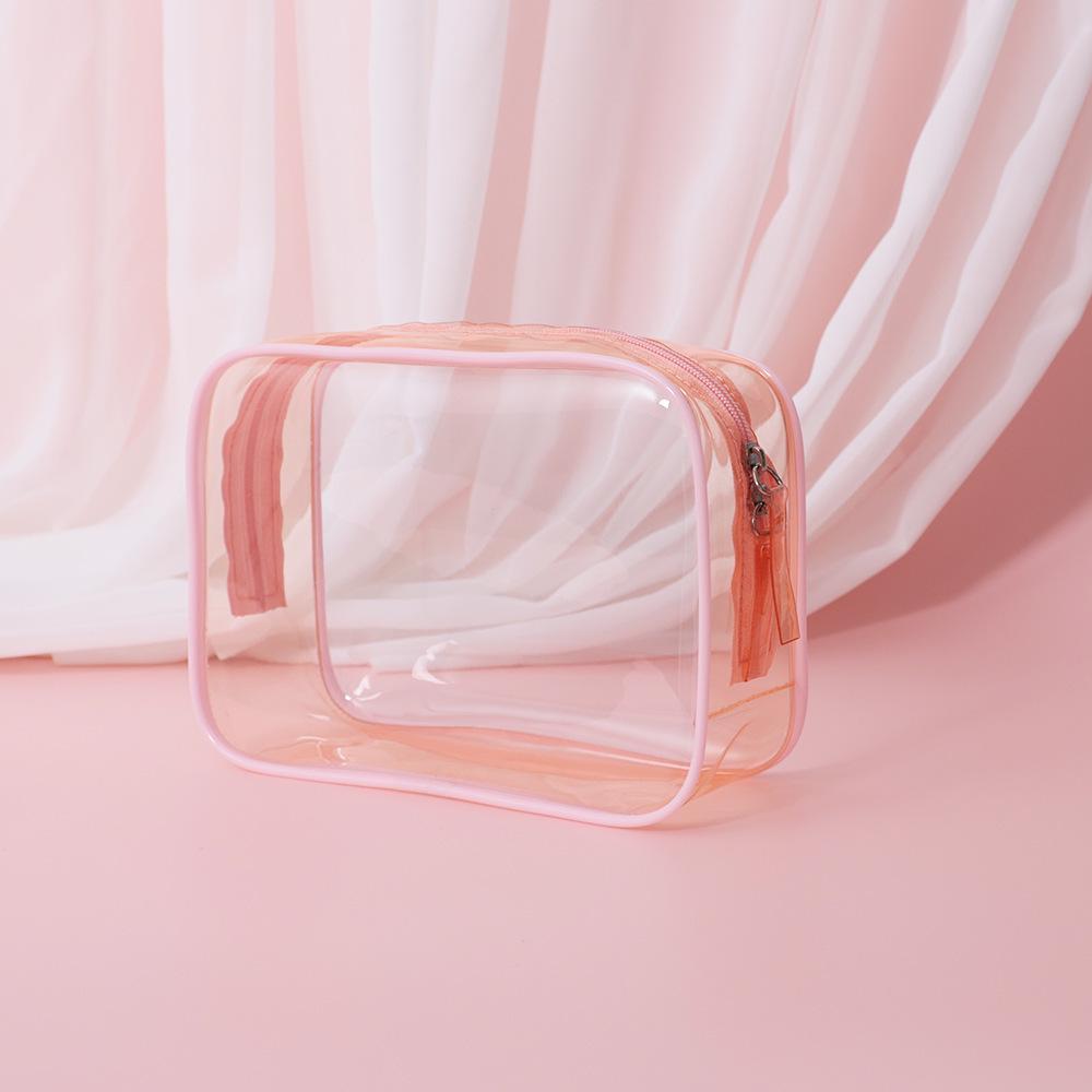 

Large Pink Transparent PVC Makeup Bag, Waterproof, Dry-Wet Separation, Portable Toiletry Bag for Women розовый