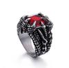 Punk Rock Retro Black Red Blue Dragon Claw Ring Men Women Hiphop Stainless Steel White Crystal Zircon Biker Rings Jewelry