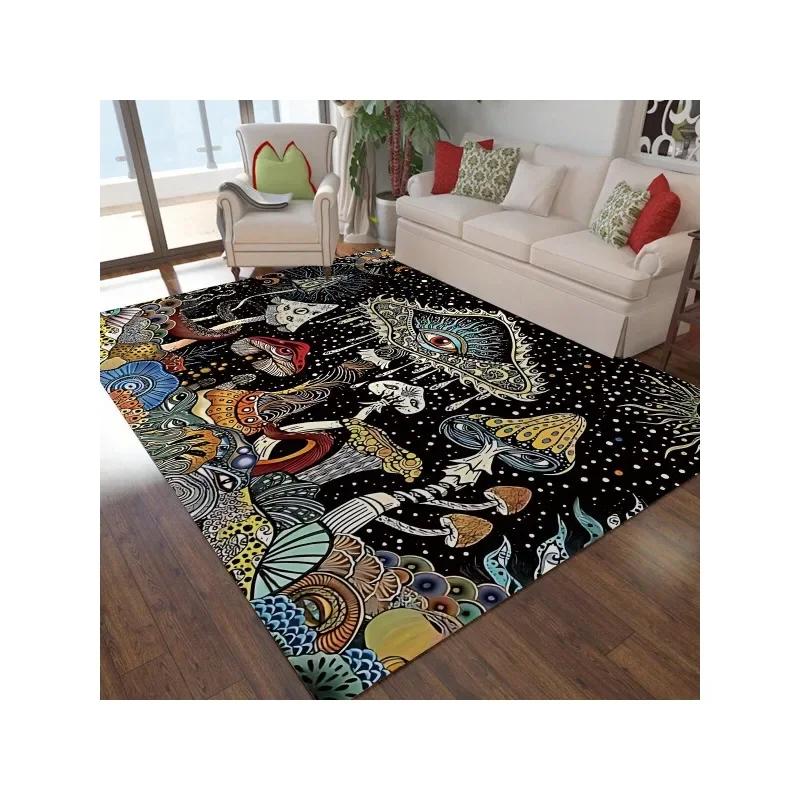 Sun Butterfly Foral Mushroom Living Room Carpet Washable Entrance Mat Home Bedroom Balcony Corridor Floor Mat Sofa Kitchen Rug
