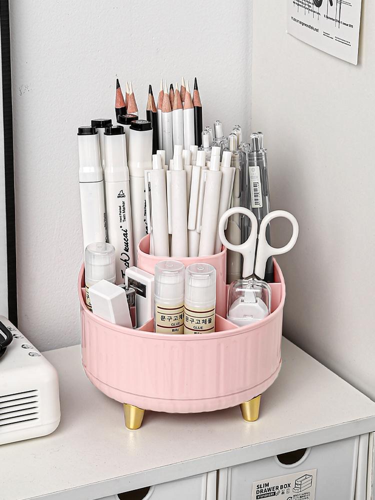 Desktop Rotating Makeup Brush Storage Box, Cosmetics Rack, Desktop Vanity, Eyeshadow Brush, Lipstick Box, Pen Holder
