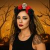 Lace Rose Skull Hair Band Black Cosplay Headdress Funny Halloween Headband  Prop