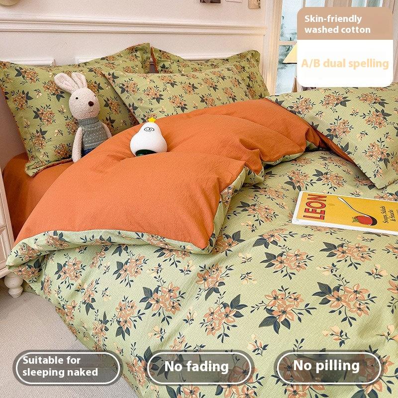 Bedding Four-piece Set, Washed Skin-friendly and Breathable Sheets, Quilt Covers, Pillowcases, Sets