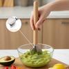 304 Stainless Steel Meat Masher 6-Blade Meat Chopper with Wooden Handle Easy to Clean Potato And Vegetable Masher for Kitchen Cooking And Mixing