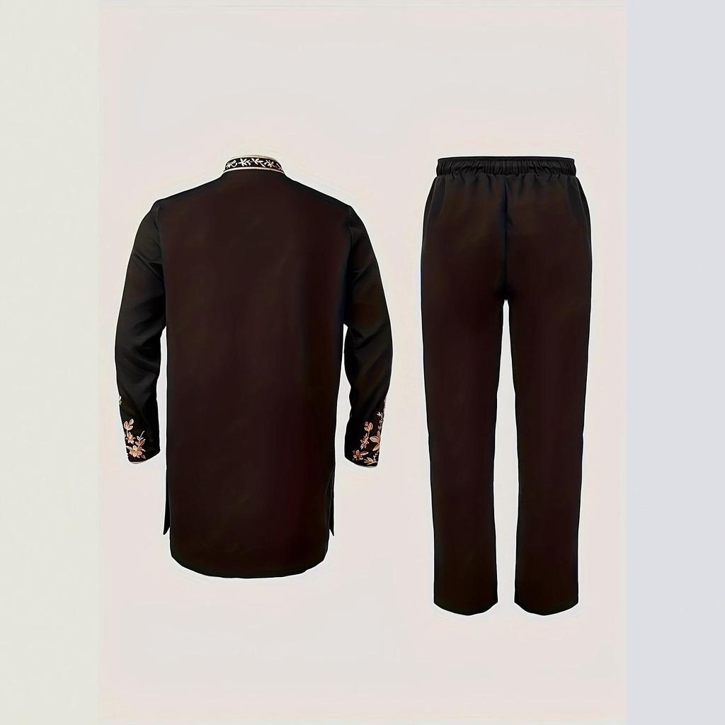 2025 Trendy Men's African Embroidered Suit & Trousers Set