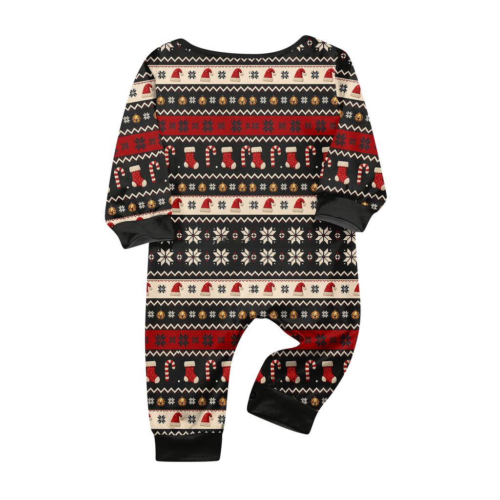 Family Matching Christmas Print Crewneck Long Sleeve Pants Loungewear Set for Holiday