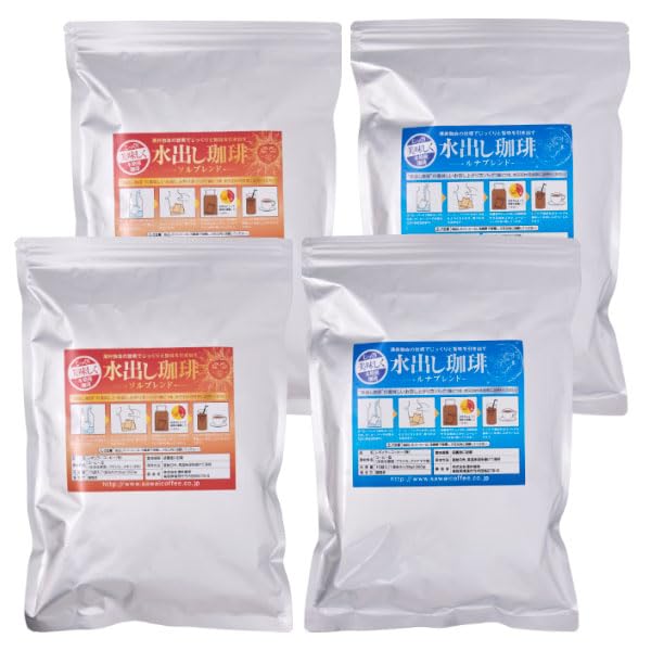 

Sawai Coffee, Coffee Specialty Shop, Iced Coffee, Cold Brew Coffee, Gold and Silver, Cold Brew Coffee Packs, 10-Pack x 4 Sets (2 Sol Blend Packs 2