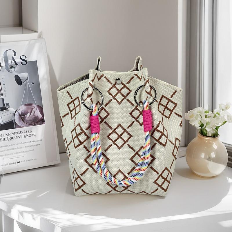 Handgestrickte Handtasche mit großem Fassungsvermögen, lässige, tragbare Pendler-Tragetasche, Umhängetasche, vielseitige Alltags-Handtasche