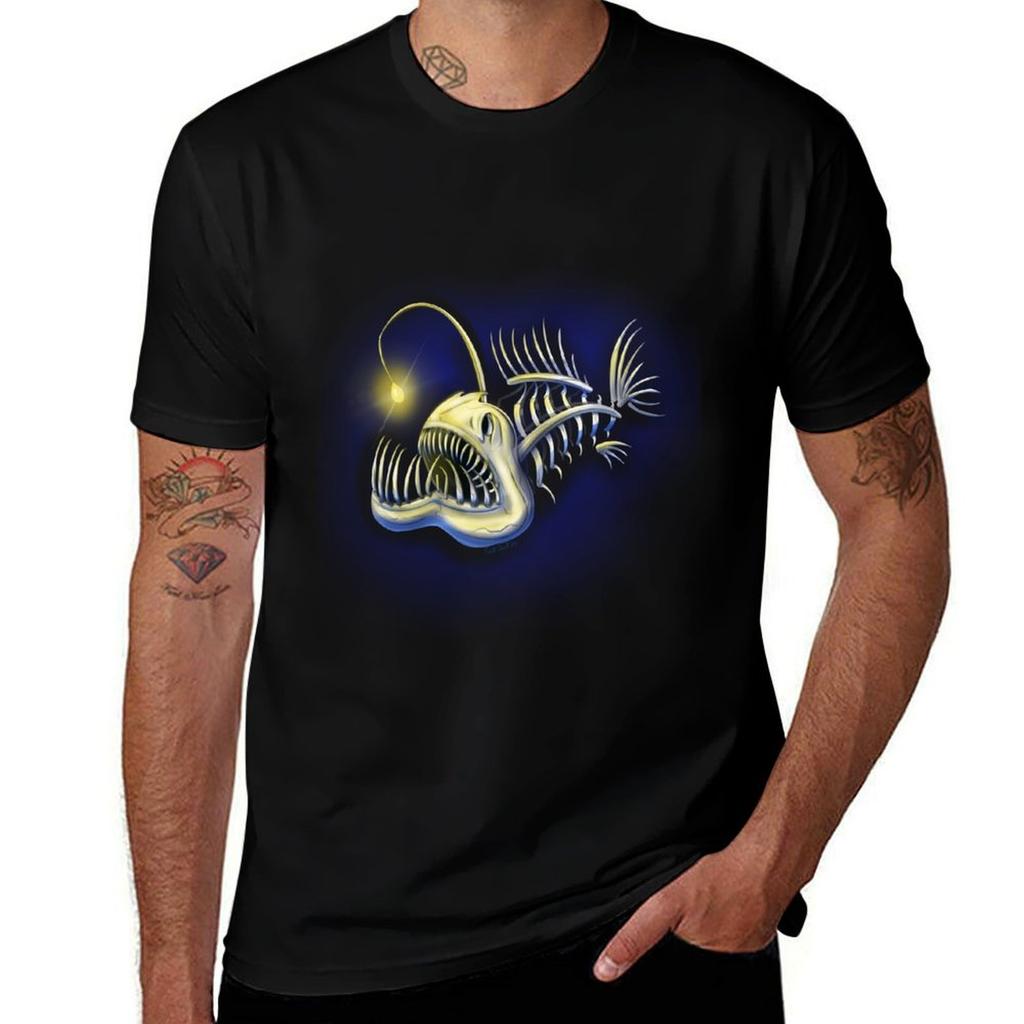 Angler Fish Lantern Fish Skeleton Tshirt Casual Loose Fit Summer Tee Shirt Tshirt