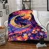 1pc Moon Witch Cat Blanket, Lightweight Flannel Throw Blanket for Sofa, Bed, Travel, Camping, Living Room, Office, Couch, Chair, and Bed