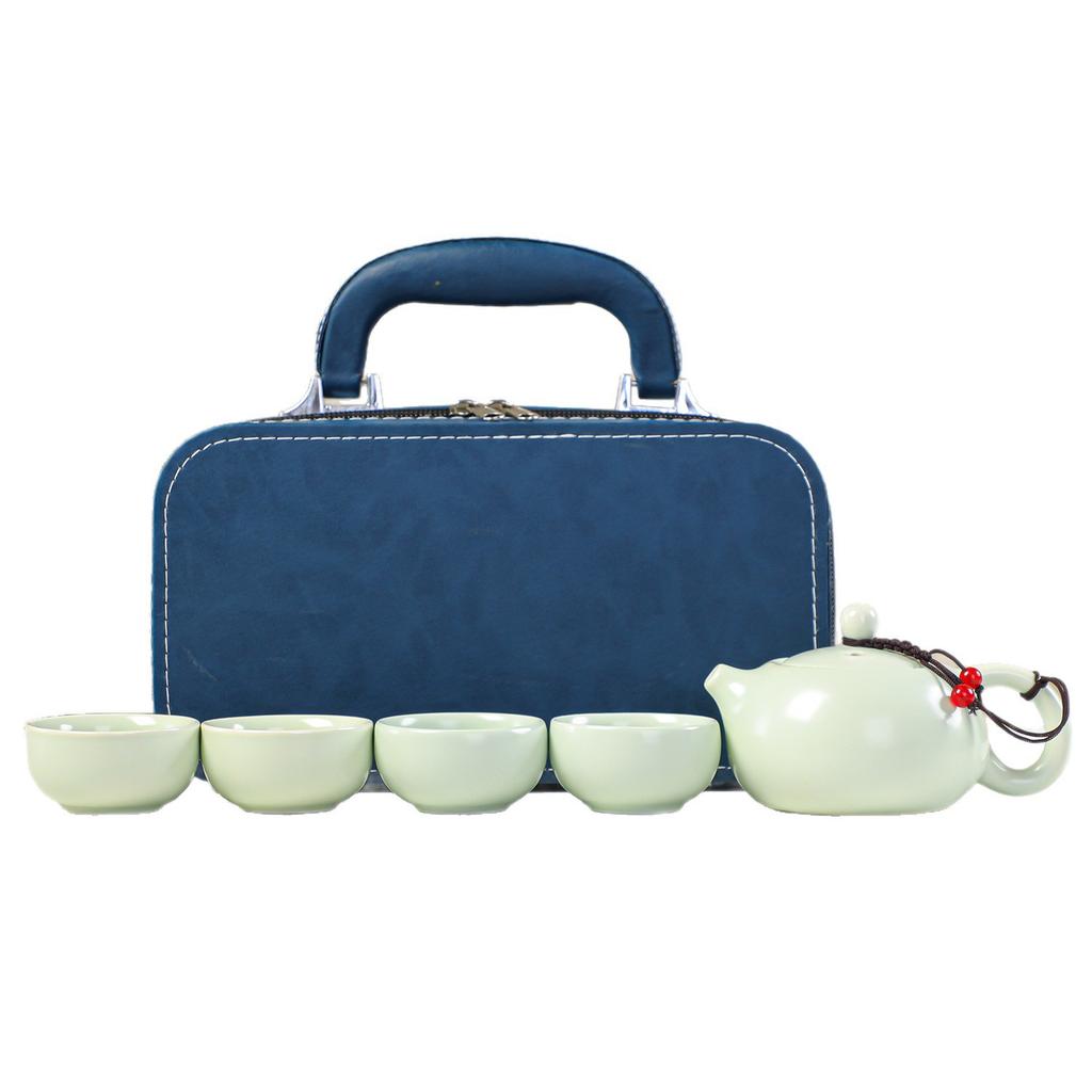 Kung Fu Travel Tea Set Ceramic Complete Outdoor Portable Tea Set Gifts One Pot, Two Cups, Four Cups