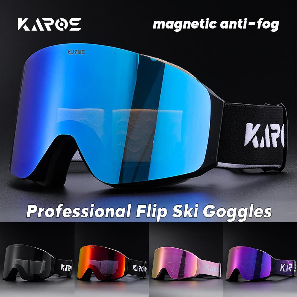 KAROS Flip-up ski goggles, unisex, winter anti-fog eyewear, snow goggles, suitable for snowboarding, mountaineering, and hiking