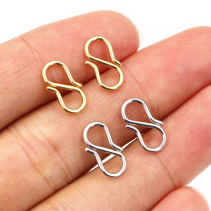 50Pcs Stainless Steel Gold Color S Shape End Clasps Hooks Chain Connectors For Bracelet Necklace DIY Jewelry Making Supplies
