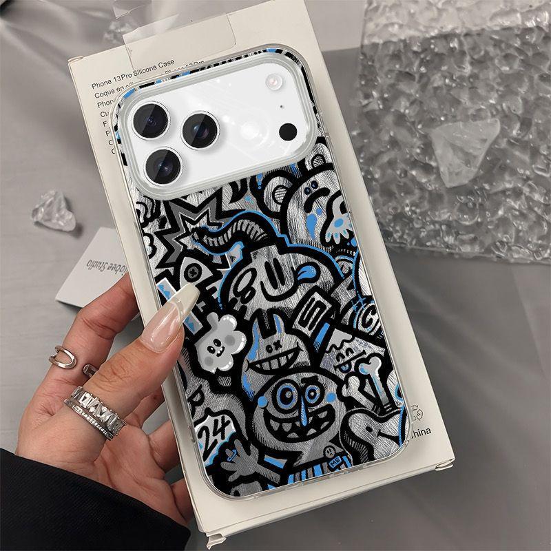 Graffiti Cartoon Hard Shell Case for Apple iPhone 13, 14, 15, 16Plus, 17Pro