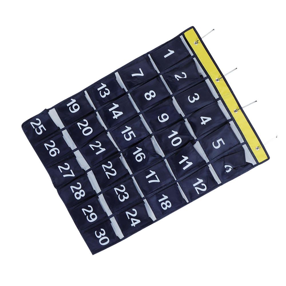 Navy Blue Wall Hanging Storage Bag 30 Pockets Pocket Chart Hanging Organizer  Classroom
