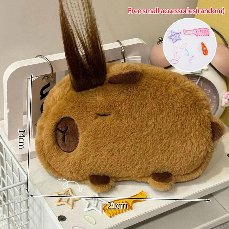 Cartoon Capybara Pencil Bag Large Capacity Pencil Storage Bags Kawaii Pen Pouch Students Stationery Organizer Makeup Bag