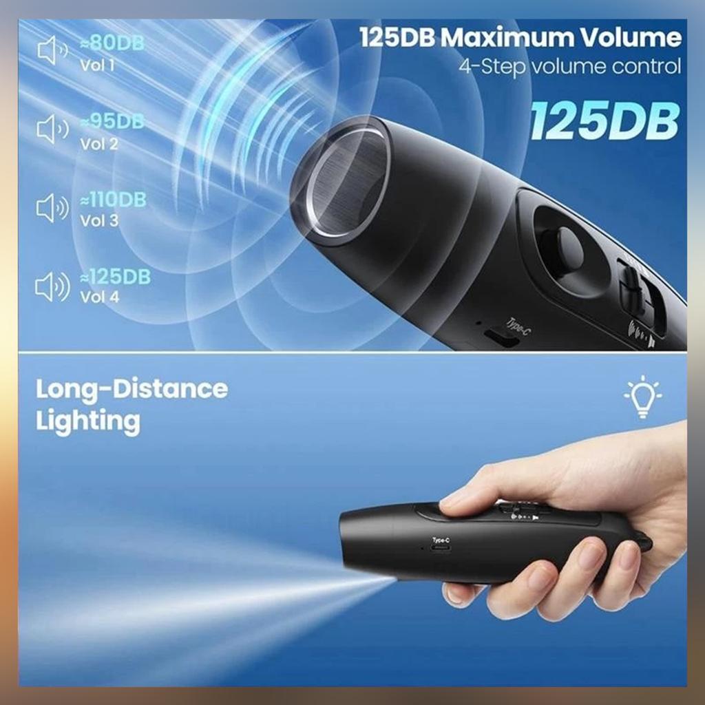 Fischietto Elettronico 120-150dB Tromba ad Aria Elettronica con Luce di Sicurezza a LED con Cordino per Escursioni all'Aperto Difesa della Fauna Selvatica