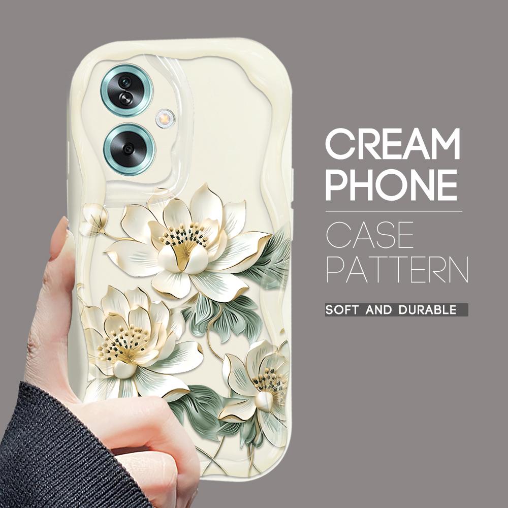 

Милый мультяшный узор, кремовая текстура, мягкий силиконовый чехол с волнистыми краями, чехол для телефона для OPPO Reno Realme Realme 5 белый