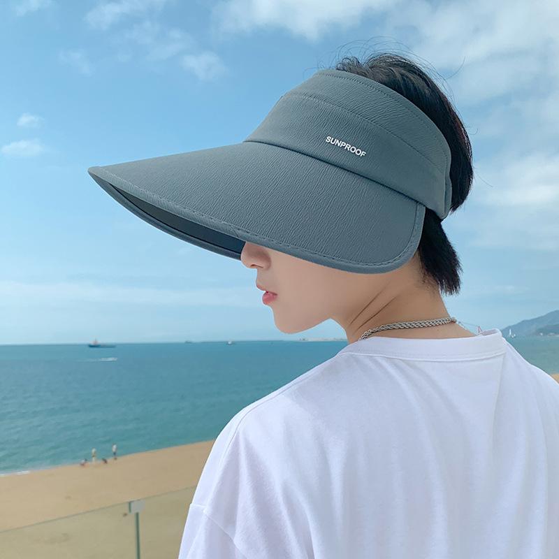 8438 Summer Vinyl Eaves Sunshade Sunscreen Hat Men's Outdoor Sports Face Cover Foldable Empty Top Sun Hat